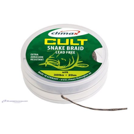 CLIMAX CULT CARP SNAKE BRAID LEAD FREE LEADER 10m 30lb Weed Green