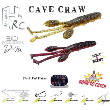 CAVE CRAW 3.8" 9.6cm Black Red Flakes