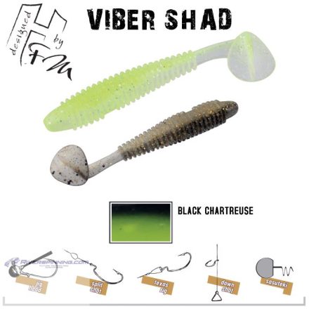 VIBER SHAD 3.8" 9.7cm BLACK CHARTREUSE