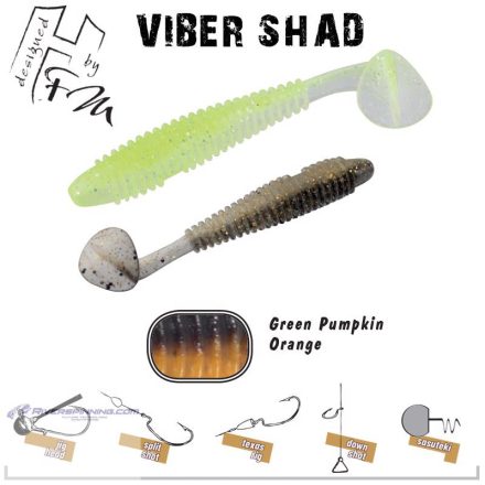 VIBER SHAD 3.8" 9.7cm GREEN PUMPKIN ORANGE