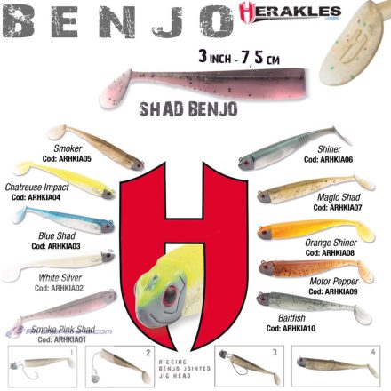 BENJO SHAD 3" 7.5cm WHITE SILVER