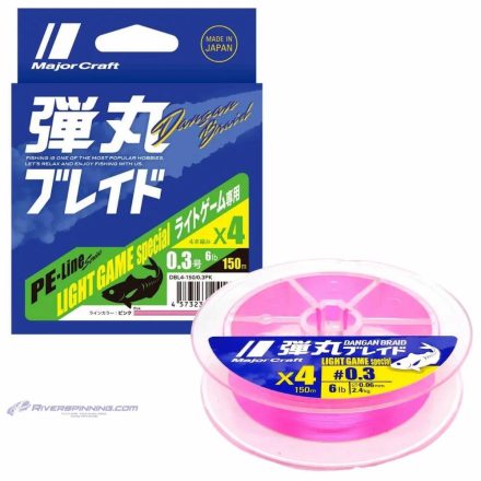 MAJOR CRAFT DANGAN BRAID X4 LIGHT GAME 150m #0.3 6lb Pink