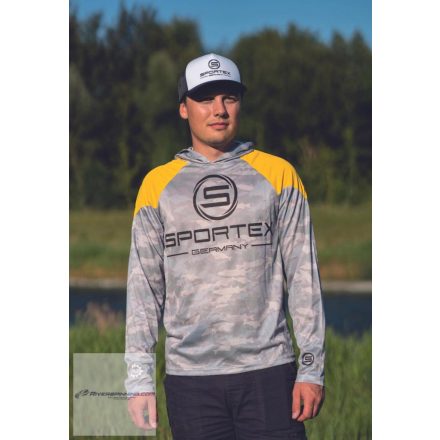 SPORTEX SOLAR UPF-50 UV ÁLLÓ KAPUCNIS FELSŐ M Yellow Grey Camou